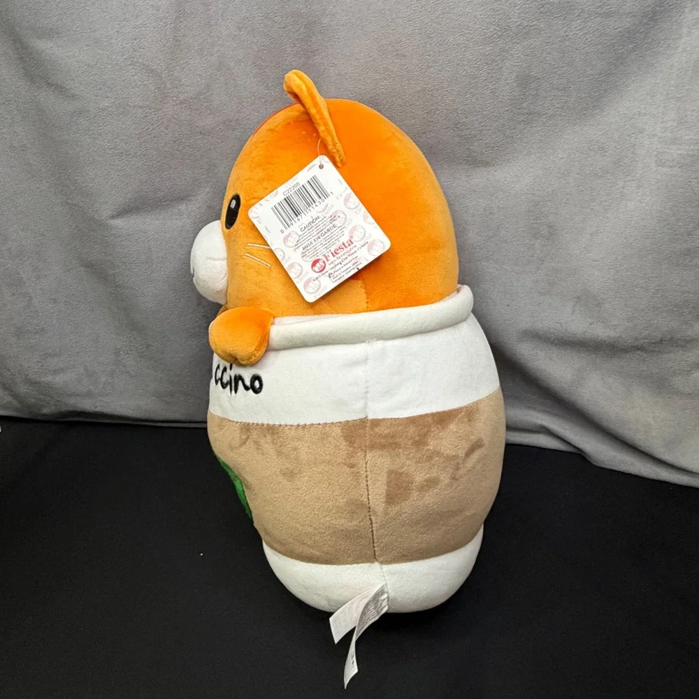 Fiesta Catpawccino Plush Toy ‎ 13 Inch Orange Coffee Cup Cat Squishy C22265
